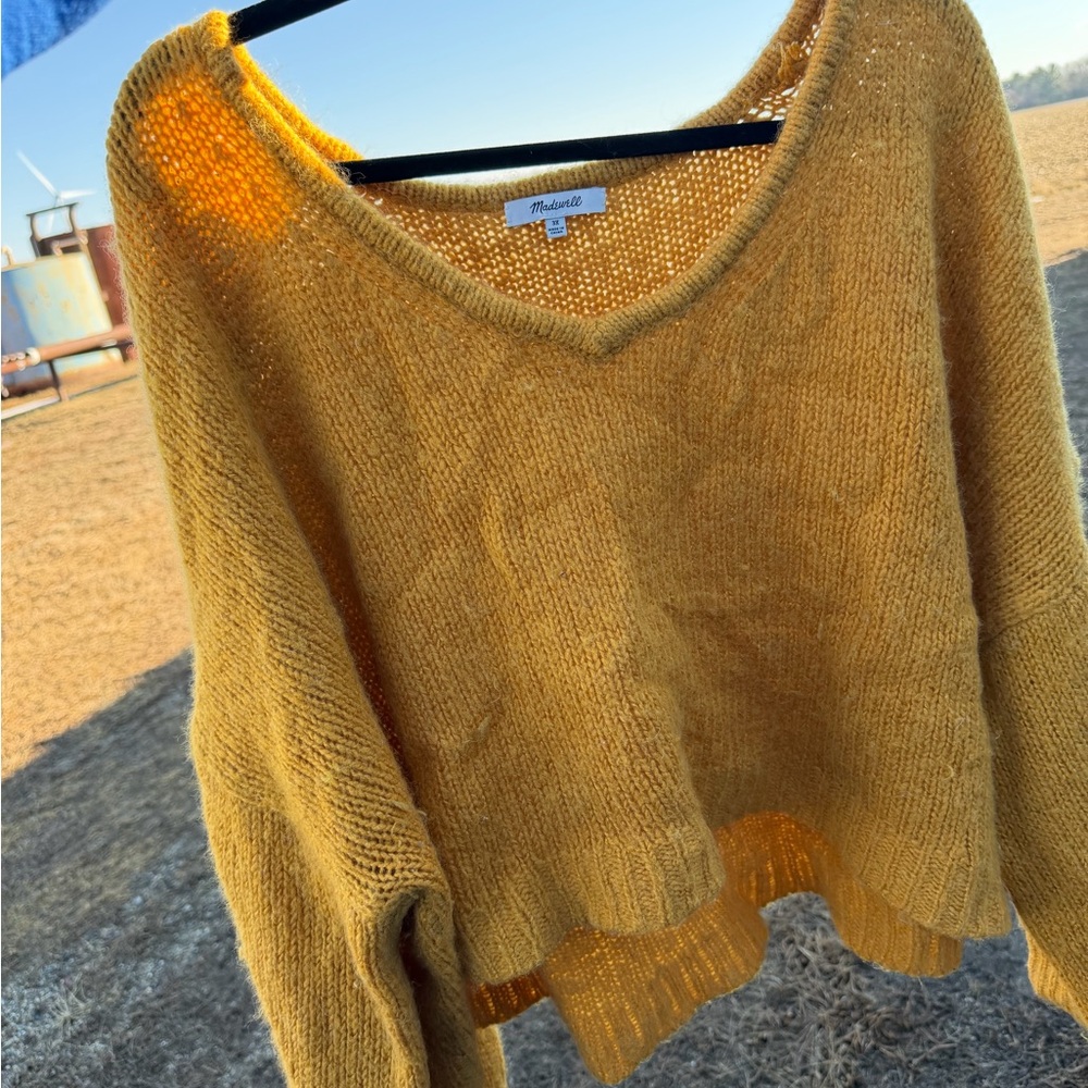 Madewell Mustard V-Neck Sweater